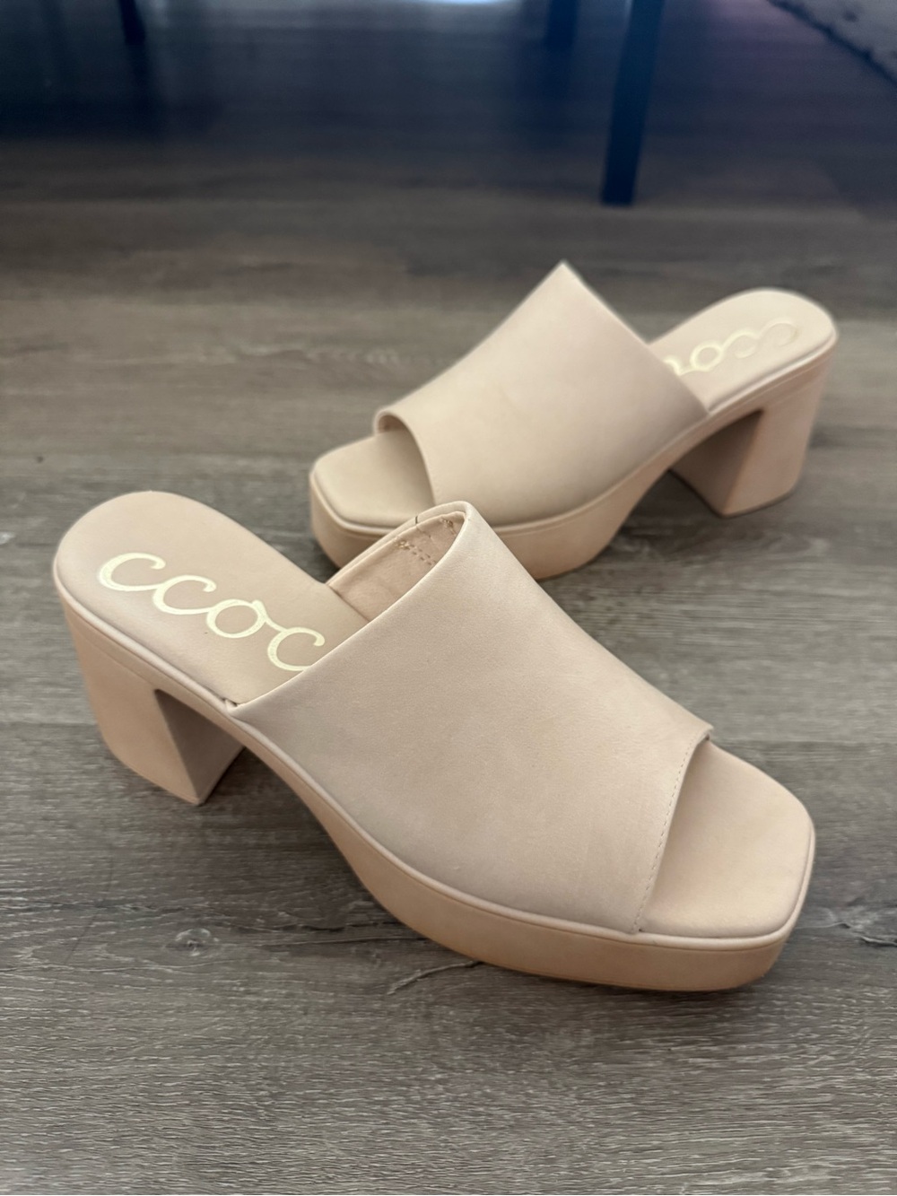 CCOCCI Nude Platform Slide Mules